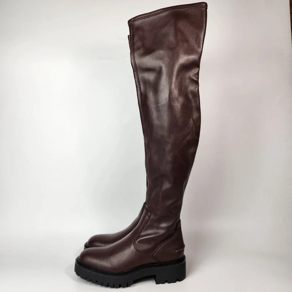 Franco Sarto Boots Womens 5.5 Chunky Lug Sole Over The Knee Boho Academia Preppy
